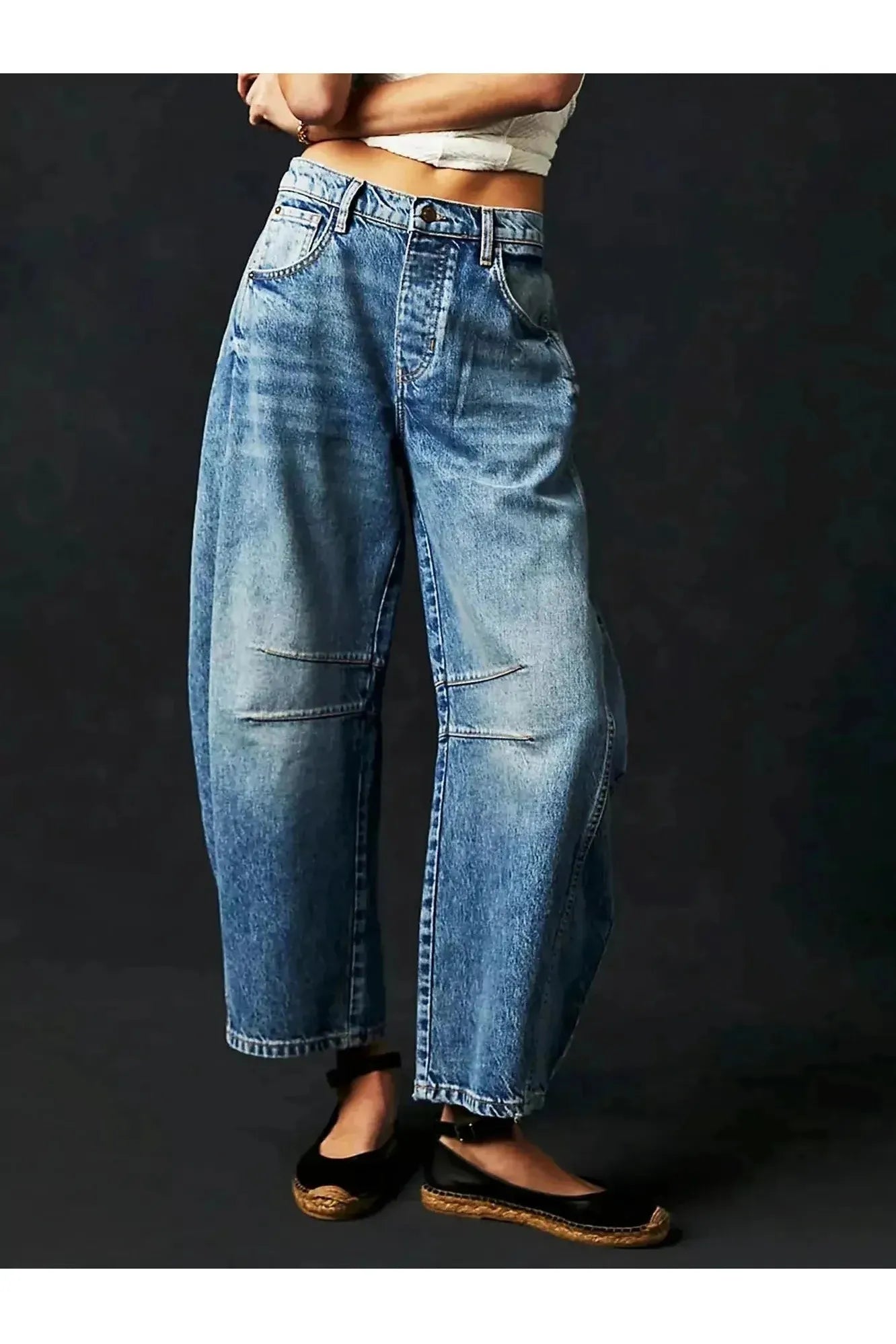 Barrel Jeans with Leopard Pattern