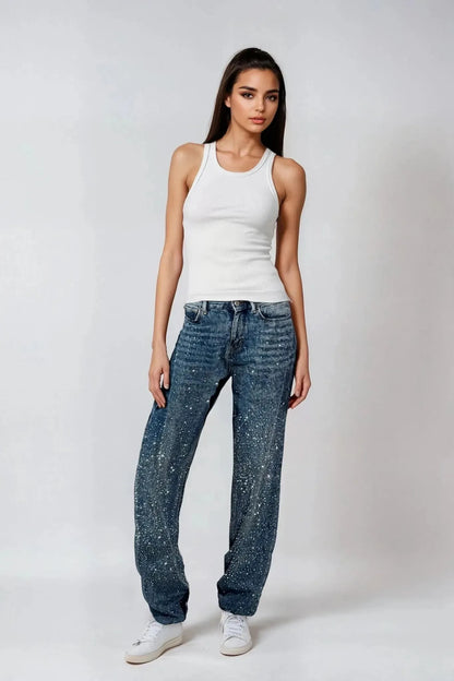 Celeste – Rhinestone Wide-Leg Jeans