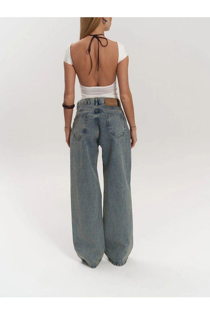 Nova – Sheer Panel Wide-Leg Jeans